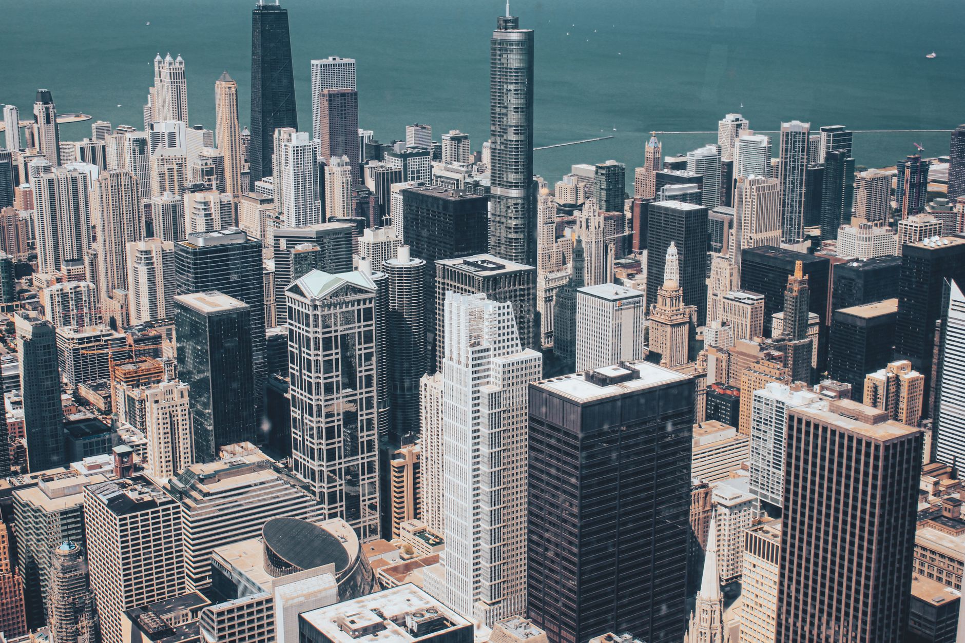 Aerial view of modern city skyline